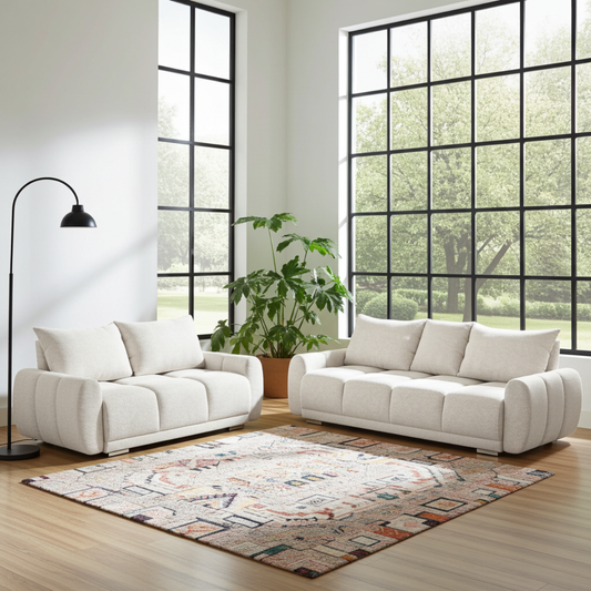 NOWOCZESNY ZESTAW DO SALONU PIKOWANA KANAPA ROZKŁADANA + SOFA HONEY BOUCKLE HONEY 3 + HONEY 2