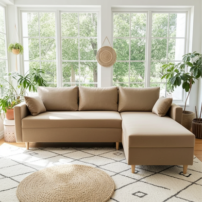 SKANDYNAWSKI NAROŻNIK ROZKŁADANY Z FUNKCJĄ SPANIA SCANDIK WELUR BONELL DL TKANINA PLAMOODPORNA