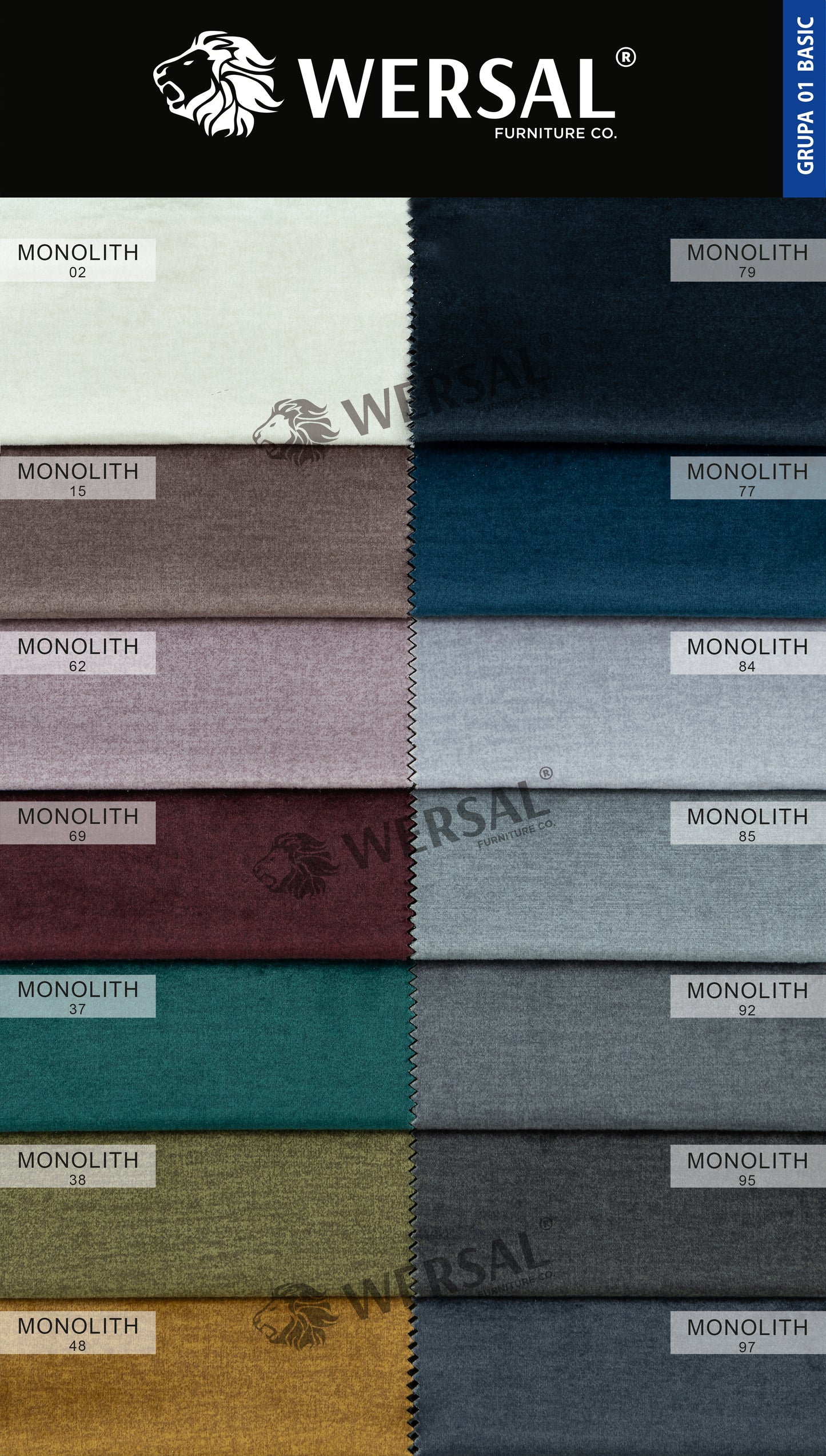 Zdjęcie przedstawiające próbnik plamoodpornej tkaniny Monolith. Szezlong Lord wykonany w tkaninie Monolith to eleganckie rozwiązanie do salonu, gabinetu lub biura. Szezlong w plamoodpornej tkaninie to rozwiązanie na długie lata.