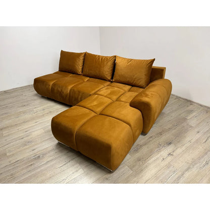 NOWOCZESNY NAROŻNIK ROGÓWKA DO SALONU FUNKCJA SPANIA BESTII POJEMNIK WELUR  PROMOCJA -20%