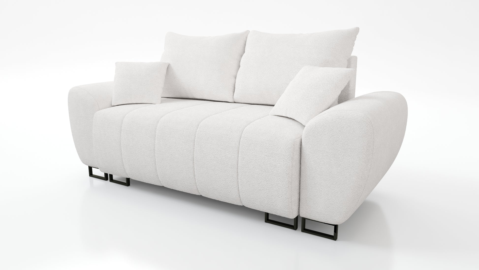 KANAPA  Z MODNYMI PRZESZYCIAMI STOI NA CZARNYCH METALOWYCH NÓŻKACH W STYLU LOFT 