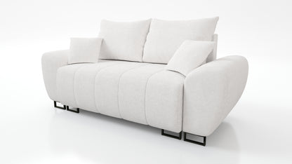 KANAPA  Z MODNYMI PRZESZYCIAMI STOI NA CZARNYCH METALOWYCH NÓŻKACH W STYLU LOFT 