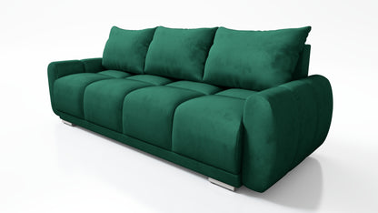 ZIELONA KANAPA SOFA WERSALKA DO SALONU HONEY 234 cm POJEMNIK SPRĘŻYNY WELUR