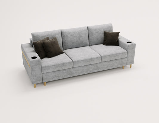 SOFA CAPITOL W DMSM ! 3 MAŁE PODUSZKI, DREWNIANE NÓŻKI, WŁACZNIK USB, STYL I ELEGANCJA !