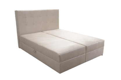 Podwójne łóżko kontynentalne 180x200 z dwoma pojemnikami na pościel oraz materacem bonell