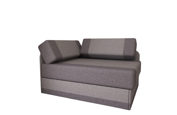 Zastosowana dwukolorowa szara tkanina niesamowicie zdobi fotel tapczan sofę rozkładaną regulowaną długość MIKI.