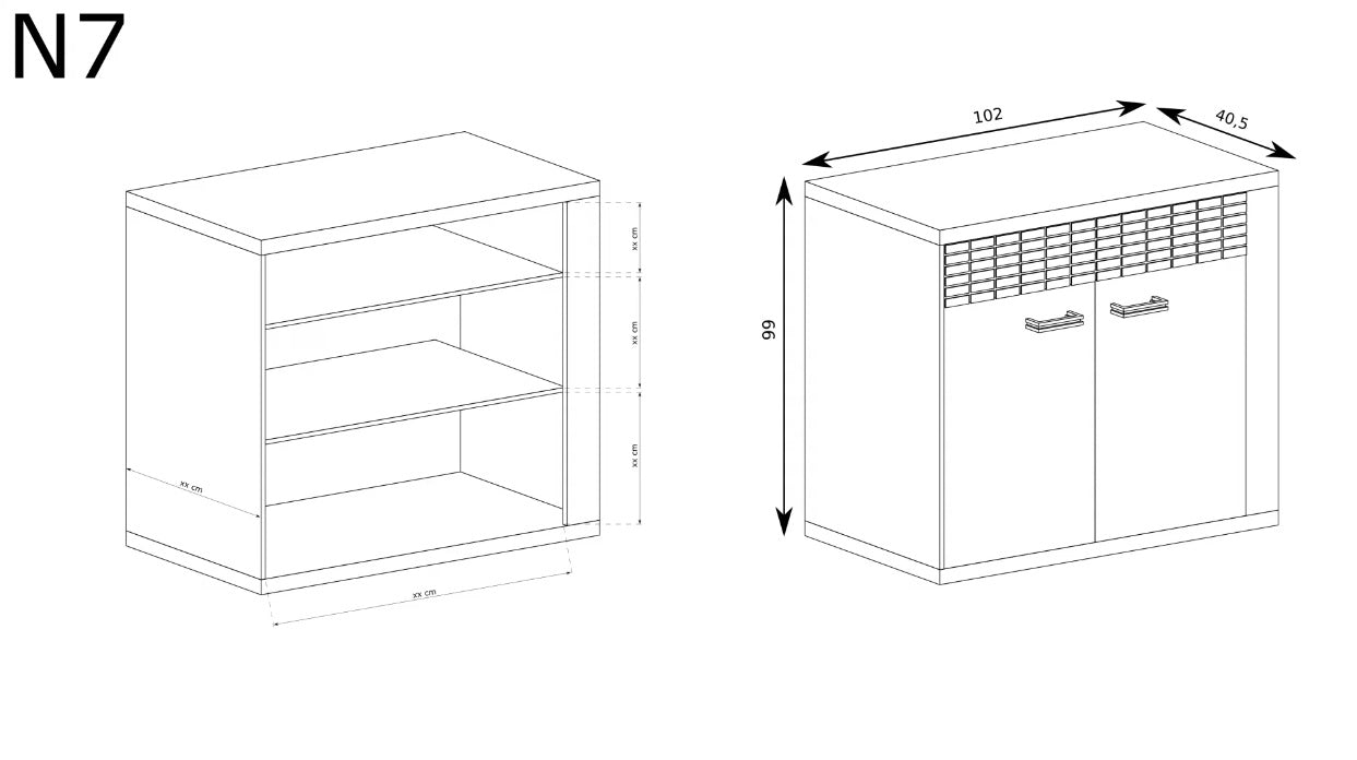 Wymiary oraz wnętrze komody BOHO do salonu 2 szuflady 2 fronty ukazują jak funkcjonalny i stabilny jest to mebel.