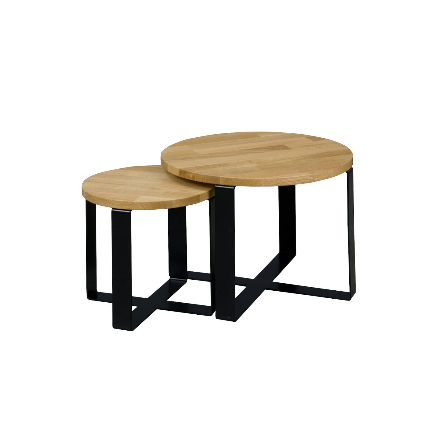 Okrągłe stoliki kawowe ławy Kodo - naturalne drewno