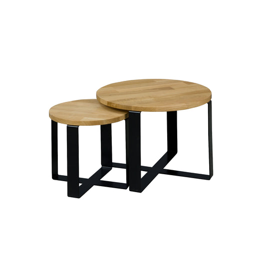 Okrągłe stoliki kawowe ławy Kodo - naturalne drewno