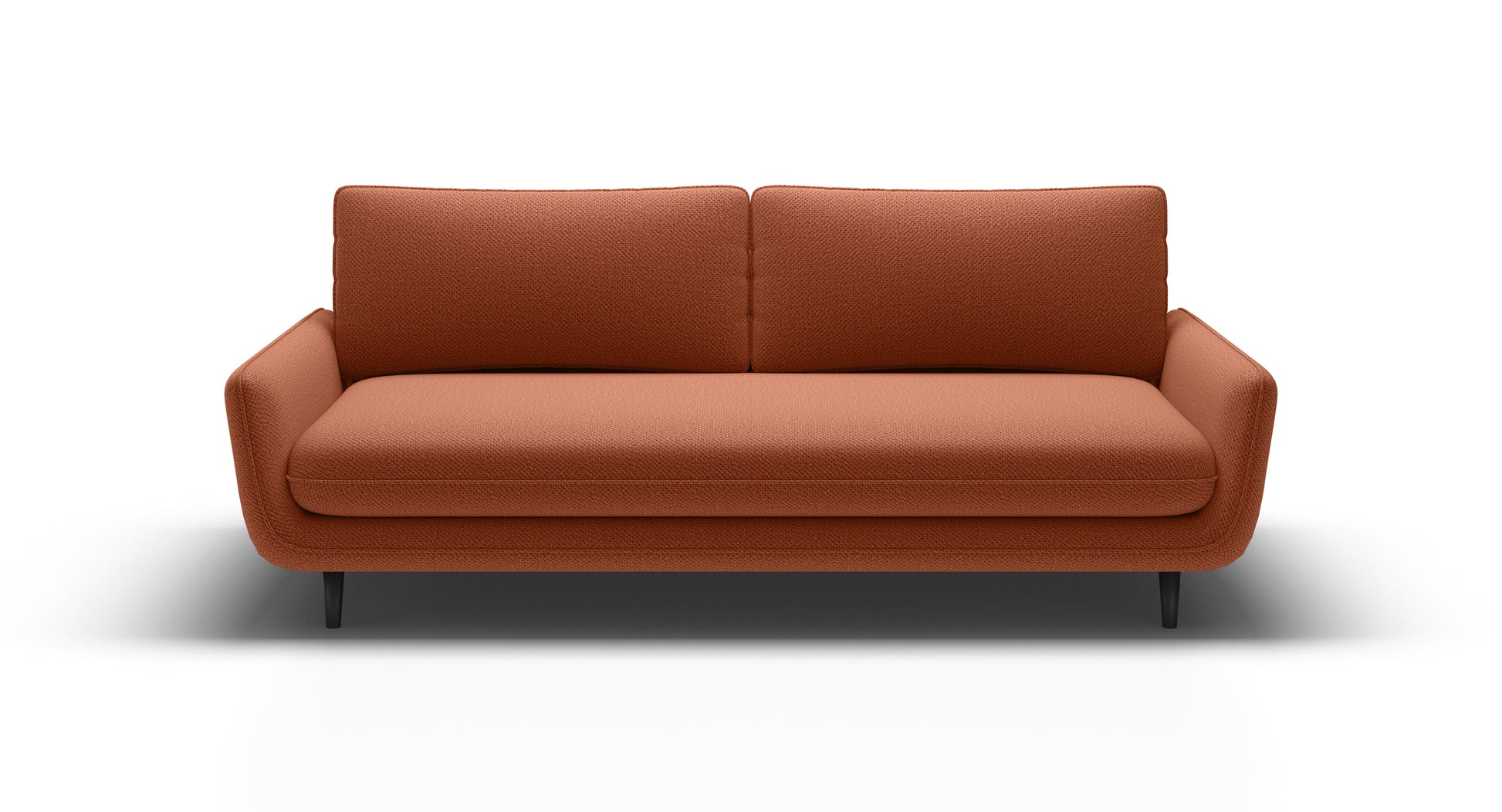 Kanapa sofa rozkładana SOLANO w wyrazistym kolorze na ciemnych nóżkach, typu słupek.