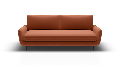 Kanapa sofa rozkładana SOLANO w wyrazistym kolorze na ciemnych nóżkach, typu słupek.