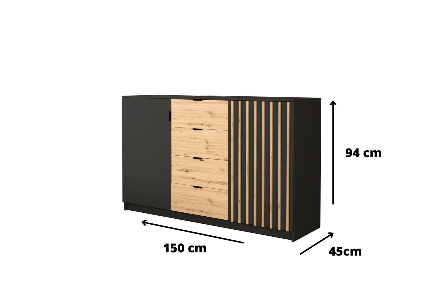Wymiary komody z szufladami Amsterdam są dostosowane tak, aby była ona stabilna i funkcjonalna. Odpowiednia szerokość, głębokość i wysokość sprawią, że będzie to mebel pasujący zarówno do salonu, pokoju dziennego, sypialni, przedpokoju i innych tego typu pomieszczeń.