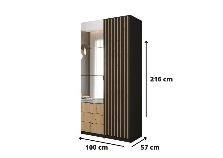 SZAFA LOFT LUSTRO AMSTERDAM SZUFLADY LAMELE