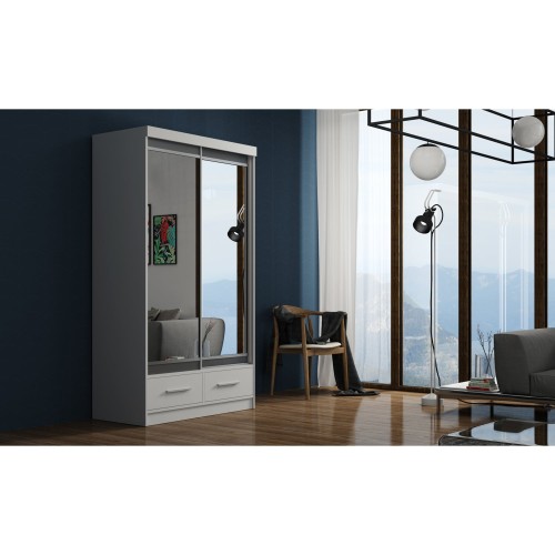 Praktyczna szafa przesuwna z lustrem Margo 120 cm