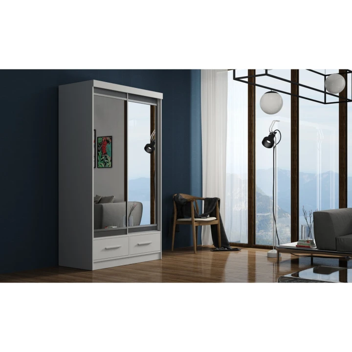 Praktyczna szafa przesuwna z lustrem Margo 120 cm