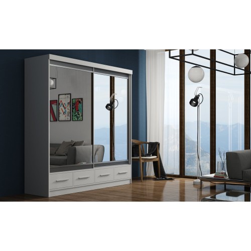 Duża szafa przesuwna z lustrem Margo 200 cm