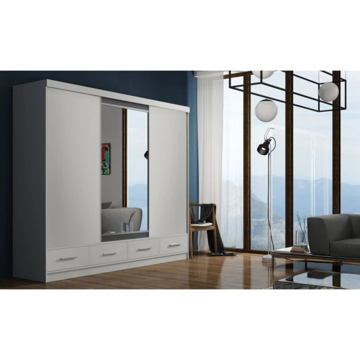 Duża pojemna szafa przesuwna z lustrem Mira 250 cm