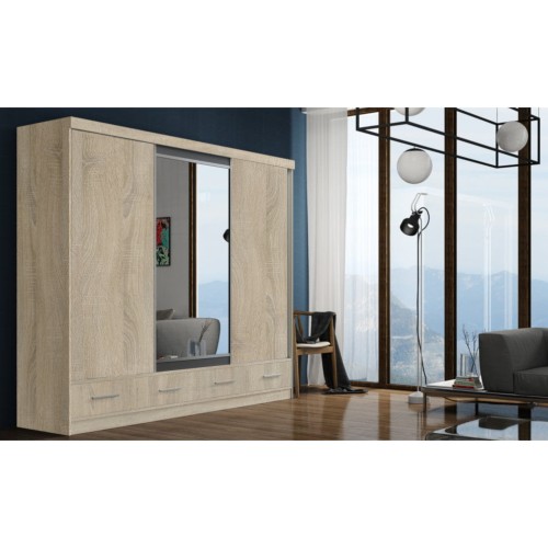 Duża pojemna szafa przesuwna z lustrem Mira 250 cm