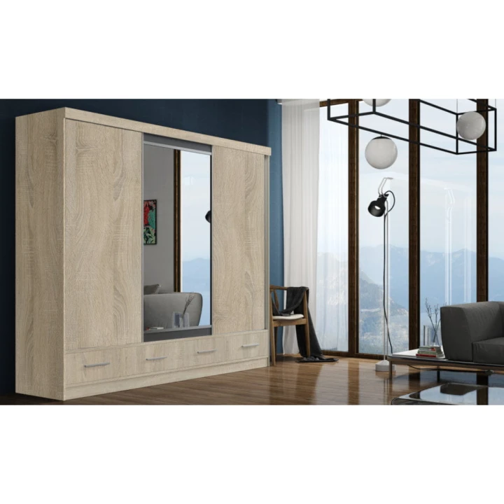 Duża pojemna szafa przesuwna z lustrem Mira 250 cm