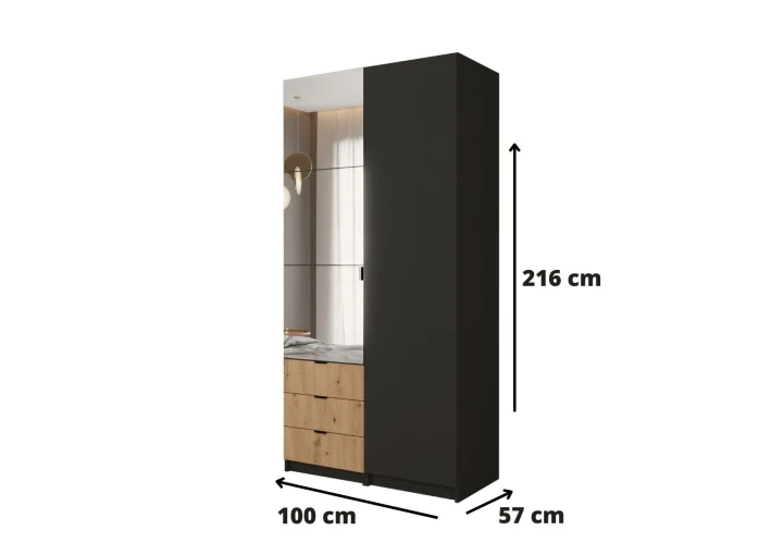 SZAFA MODUŁOWA LOFT LUSTRO AMSTERDAM SZUFLADY