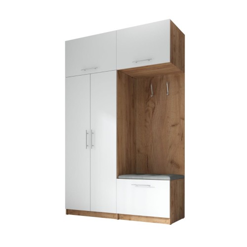 SZAFA DO PRZEDPOKOJU GARDEROBA NA KORYTARZ LILO 150 II BIAŁY / CRAFT ZŁOTY