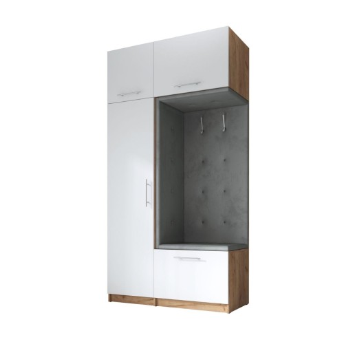 SZAFA DO PRZEDPOKOJU GARDEROBA NA KORYTARZ LILO 120 III BIAŁA / CRAFT ZŁOTY