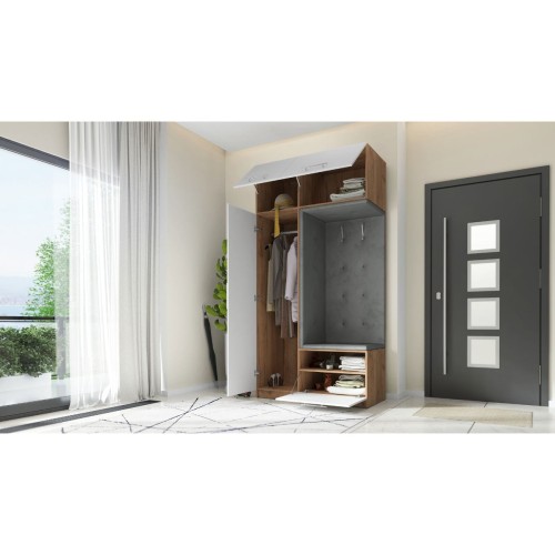 SZAFA DO PRZEDPOKOJU GARDEROBA NA KORYTARZ LILO 120 III BIAŁA / CRAFT ZŁOTY