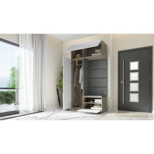 SZAFA DO PRZEDPOKOJU GARDEROBA NA KORYTARZ LILO 120 IV BIAŁA / CRAFT SZARY