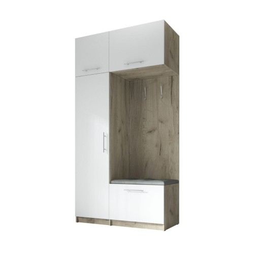 SZAFA DO PRZEDPOKOJU GARDEROBA NA KORYTARZ LILO 120 II BIAŁA / CRAFT SZARY