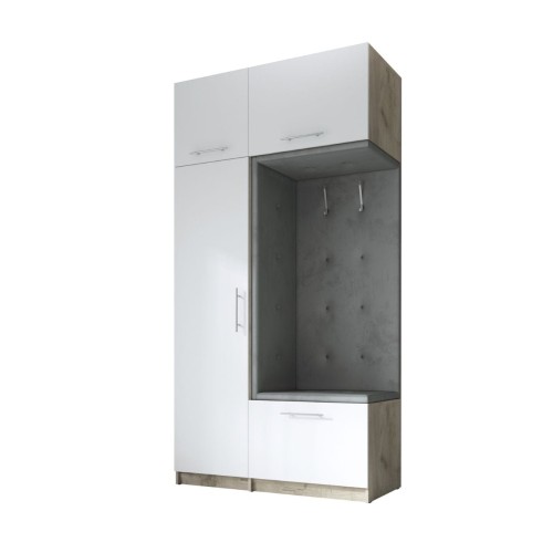 SZAFA DO PRZEDPOKOJU GARDEROBA NA KORYTARZ LILO 120 III BIAŁA / CRAFT SZARY