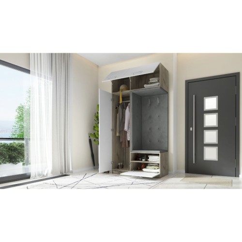 SZAFA DO PRZEDPOKOJU GARDEROBA NA KORYTARZ LILO 120 III BIAŁA / CRAFT SZARY