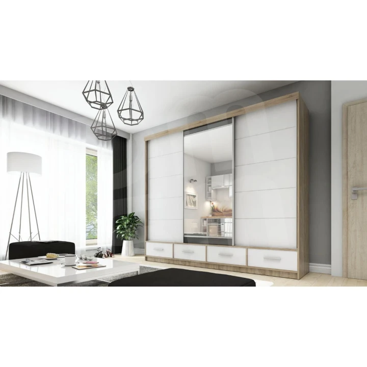 Szafa przesuwna z lustrem 4 szuflady David 250 8 kolorów