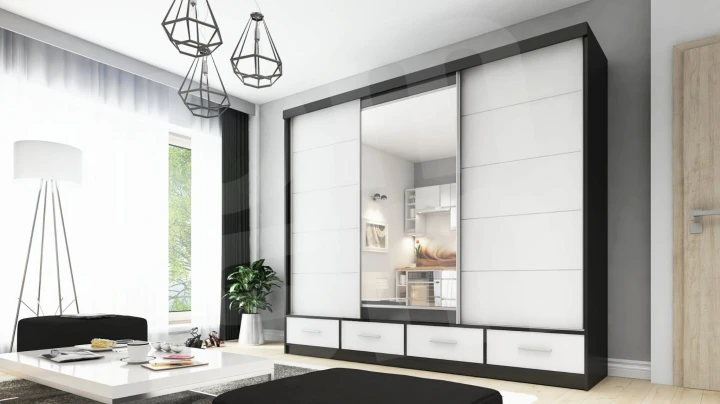 Szafa przesuwna z lustrem 4 szuflady David 250 8 kolorów