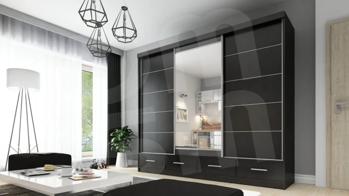 Szafa przesuwna z lustrem 4 szuflady David 250 8 kolorów