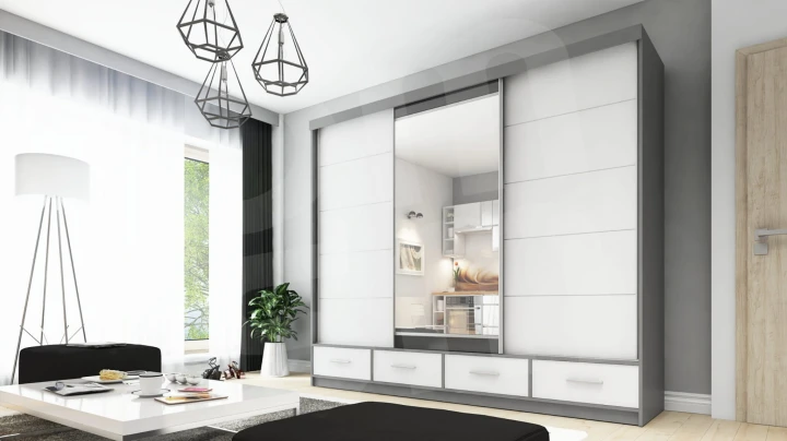 Szafa przesuwna z lustrem 4 szuflady David 250 8 kolorów