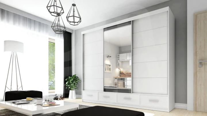 Szafa przesuwna z lustrem 4 szuflady David 250 8 kolorów