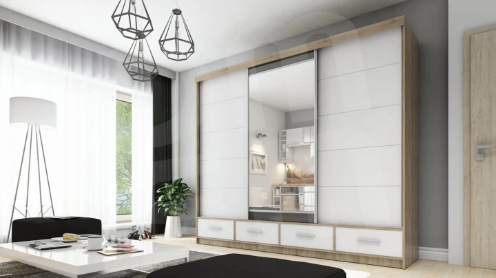 Szafa przesuwna z lustrem 4 szuflady David 250 8 kolorów