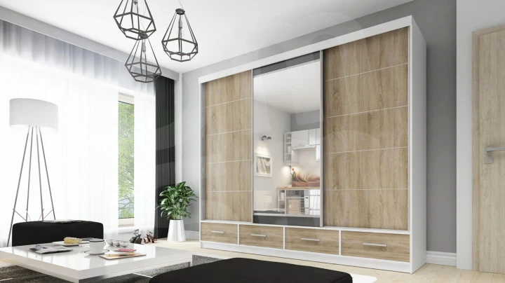 Szafa przesuwna z lustrem 4 szuflady David 250 8 kolorów