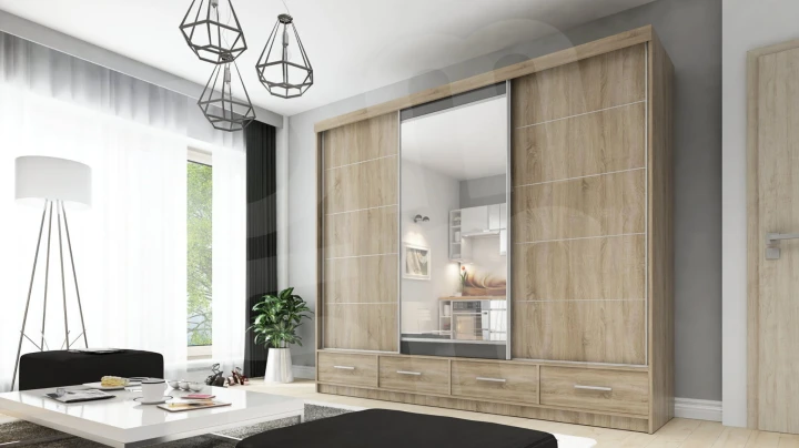 Szafa przesuwna z lustrem 4 szuflady David 250 8 kolorów