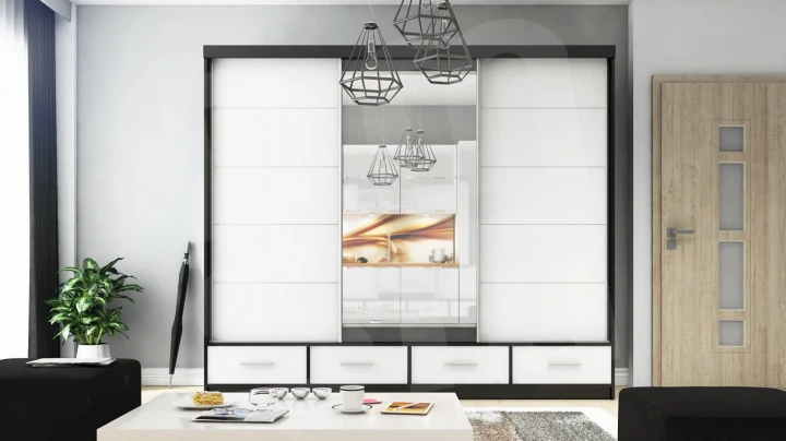 Szafa przesuwna z lustrem 4 szuflady David 250 8 kolorów