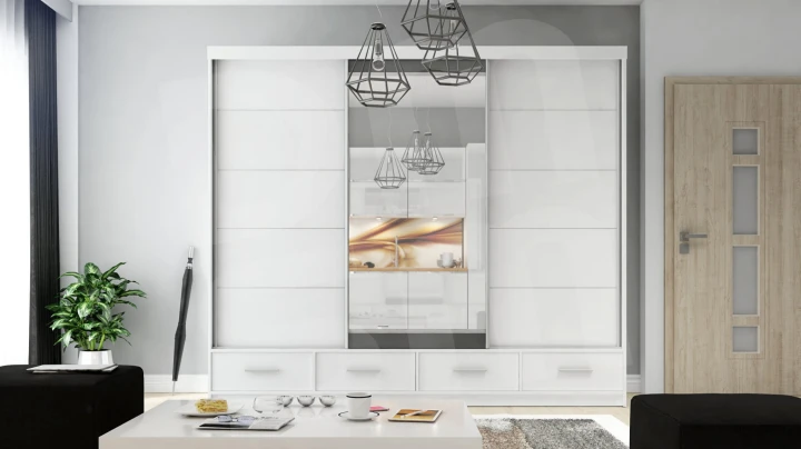 Szafa przesuwna z lustrem 4 szuflady David 250 8 kolorów