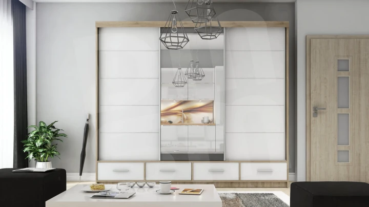 Szafa przesuwna z lustrem 4 szuflady David 250 8 kolorów