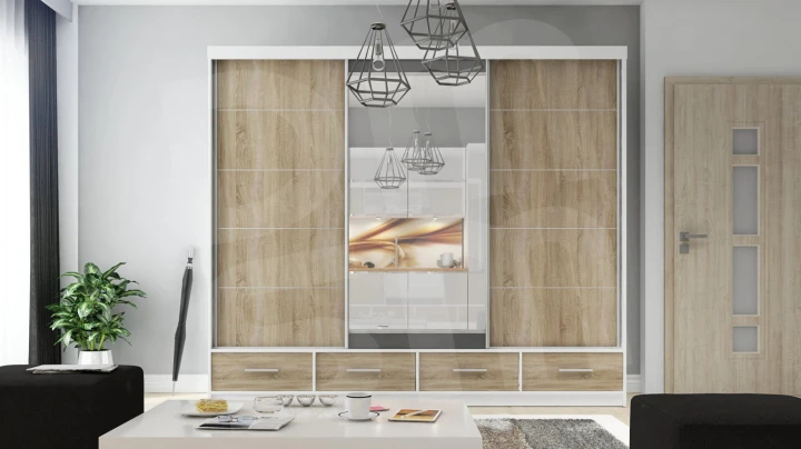 Szafa przesuwna z lustrem 4 szuflady David 250 8 kolorów