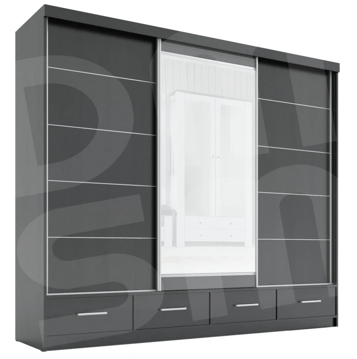 Szafa przesuwna z lustrem 4 szuflady David 250 8 kolorów