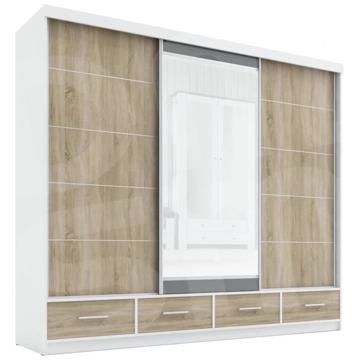 Szafa przesuwna z lustrem 4 szuflady David 250 8 kolorów