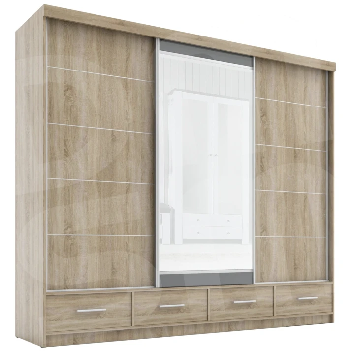 Szafa przesuwna z lustrem 4 szuflady David 250 8 kolorów