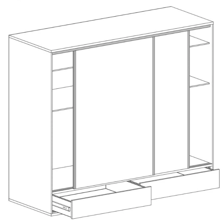 SZAFA PRZESUWNA GARDEROBA DRĄŻEK SZUFLADY HIKORA ITALIA