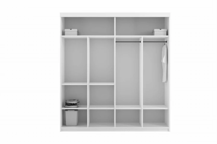 SZAFA PRZESUWNA NA UBRANIA Z UNIWERSALNYM WNĘTRZEM LEXY 200 CM