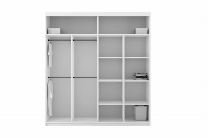 SZAFA PRZESUWNA NA UBRANIA Z UNIWERSALNYM WNĘTRZEM LEXY 200 CM