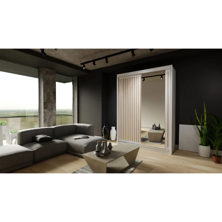 Szafa przesuwna Royal 150 z lustrem oraz lamelami